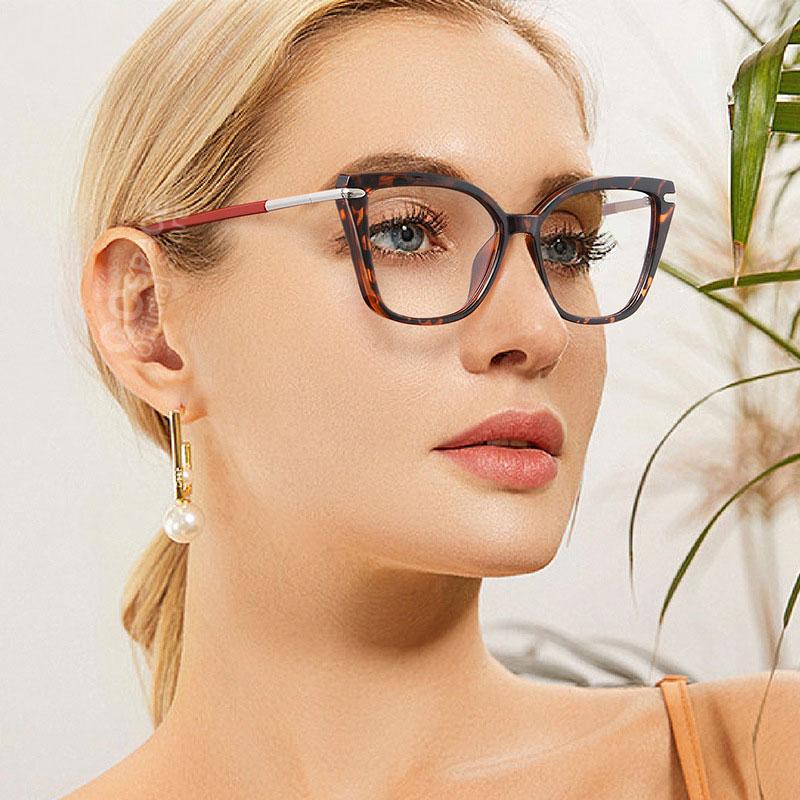 Cat Eye Optical Spectacle Frame Square Large Size Anti Blue Computer Glasses Prescription Glasses Lentes  Mujer