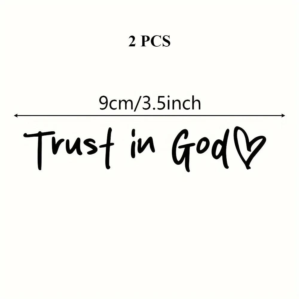 2pcs Trust In God Car Rearview Mirror Sticker Vinyl Graphic With Heart Cars Trucks Windows Laptops Decal Faith Hope Love Teacher Christamas Gift