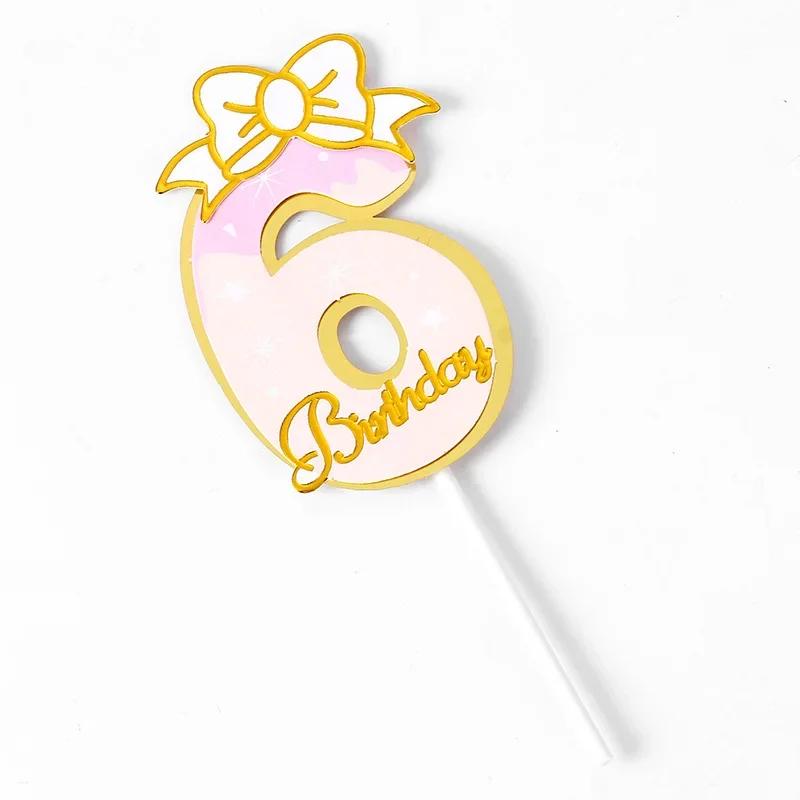 New Digital Decoration Happy Birthday Number Cake Insertion 0 1 2 3 4 5 6 7 8 9 Cake Topper Girls Boys Baby Party Supplies Decor