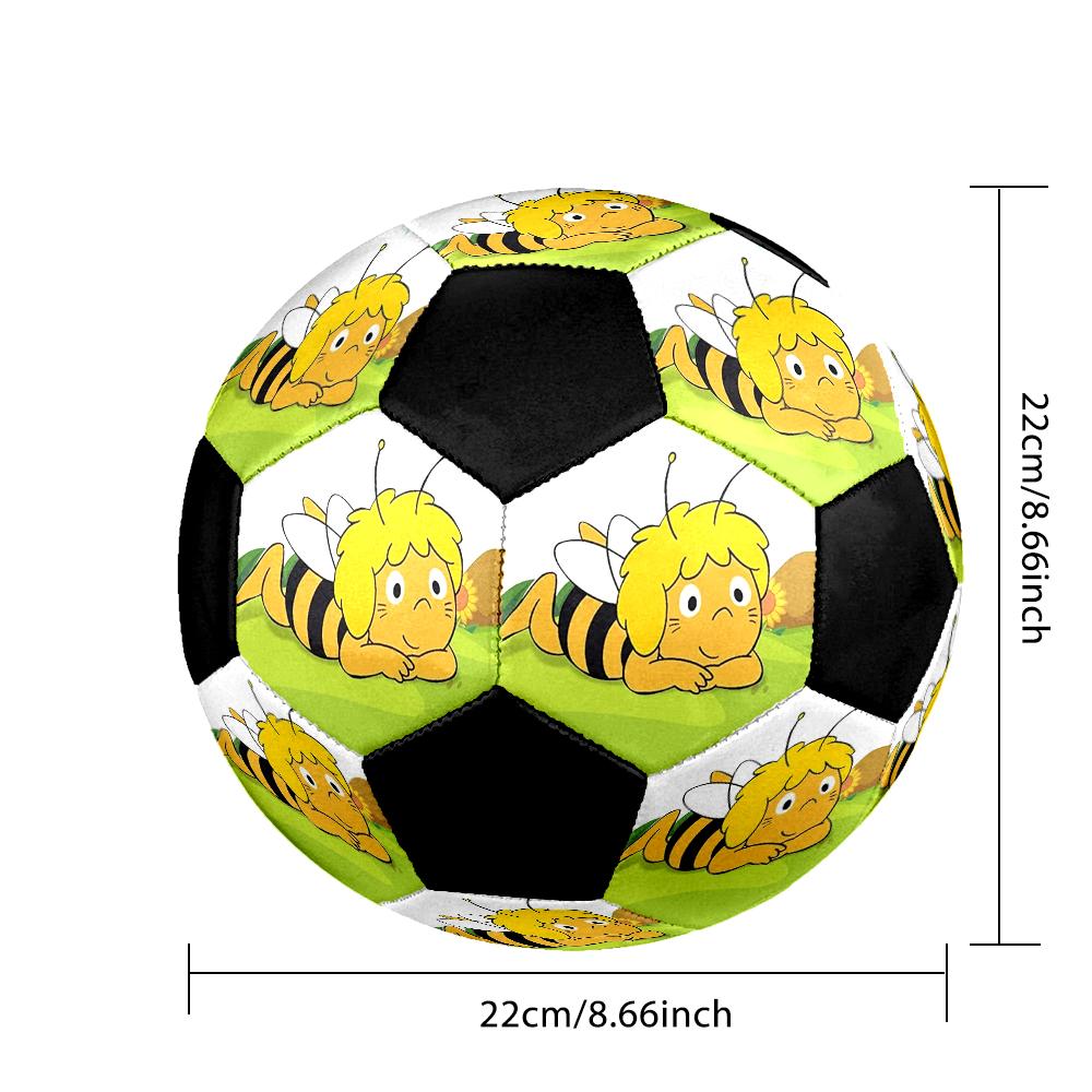 Bees and Maya Indoor Soccer Ball Colorful Machine Stitched PVC Size 5 Team Training Competition Ready Durable High-Bounce Cool Sports Gift