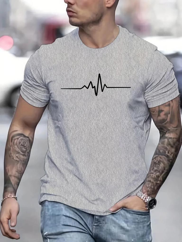 Herren 100% Baumwolle Sommer lockere Größe Kreativ Grafik bedruckt Slim Fit Casual Sport Rundhals Kurzarm T-Shirt Top
