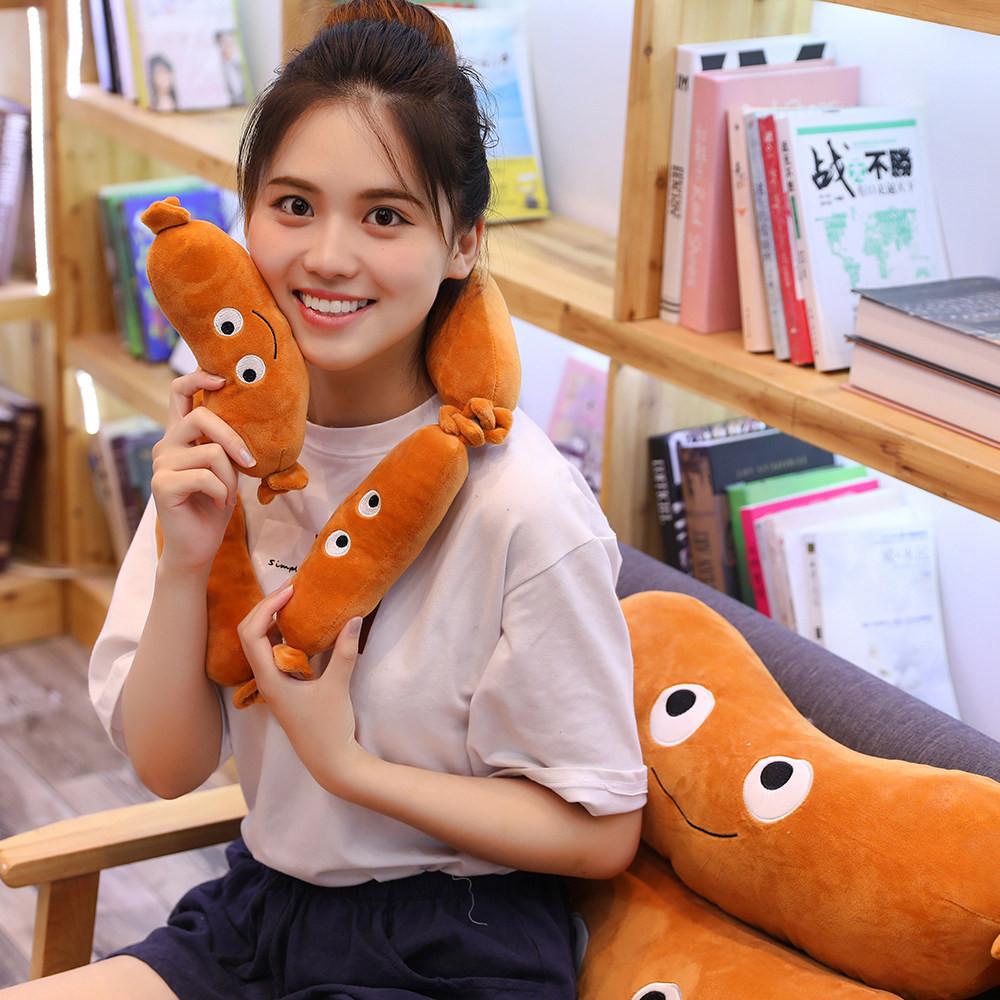 Cartoon Snacks Pillow Expression Pack Hamburger Grilled Sausage Popcorn French Fries Bread Ice Cream Doll Plush Toy