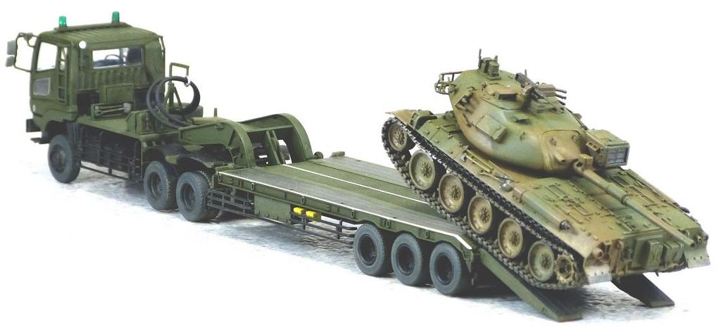 Aoshima Bunka Kyozai 1/72 Military Model Kit No. SP Japan Ground Self-Defense Force Type 73 Extra-Large Semi-Trailer "Includes Type 74 Tank