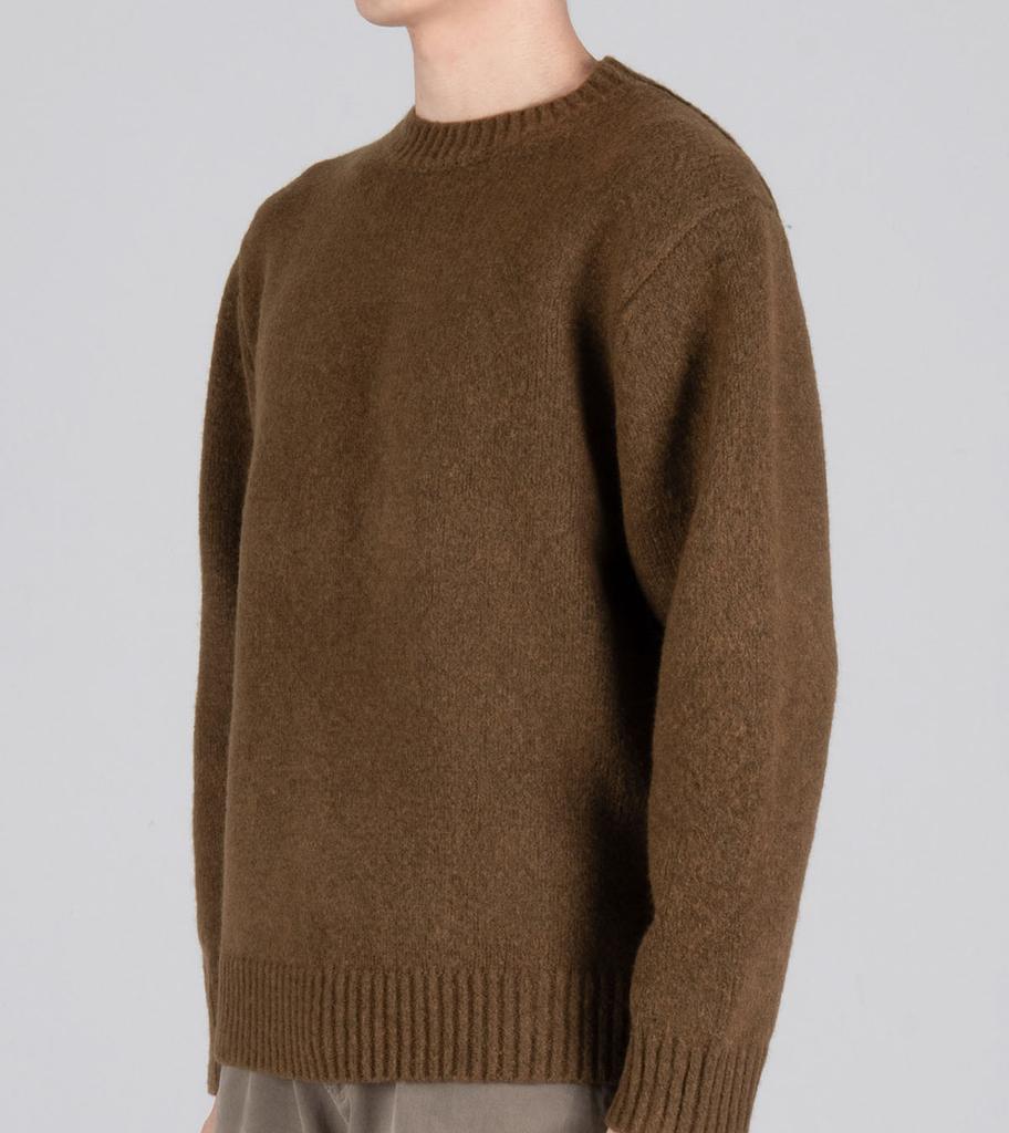 Beoteunseoul Wool Blend Round Heavy Knit (Khaki Brown)