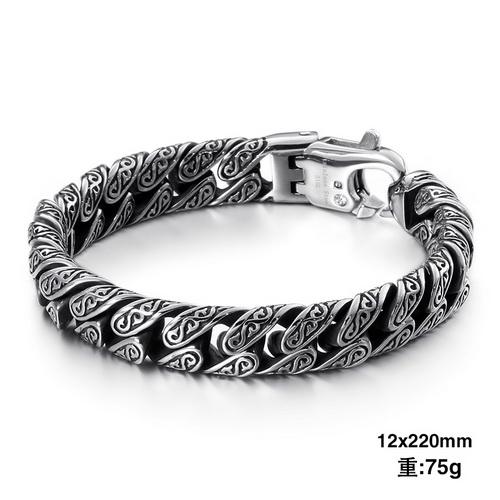 Kalen Vintage Black Men Stainless Steel Bracelet Cuban Link Chain Punk Wristband Bracelets Fashion Jewelry