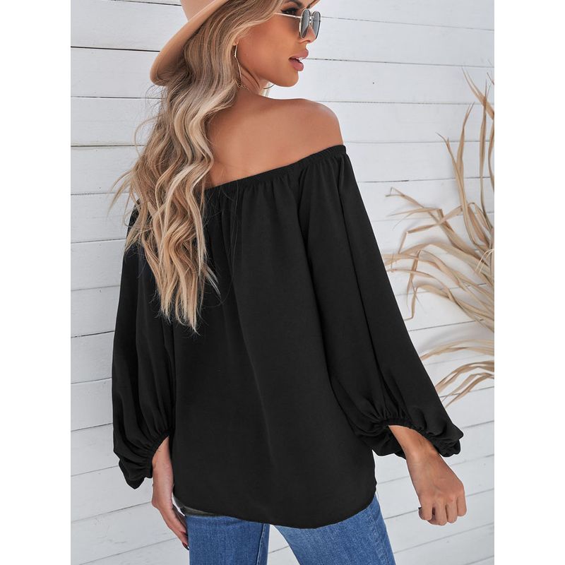 Off-the-Shoulder Fashion Tube Top off-Neck Pullover Long Sleeves Shirt