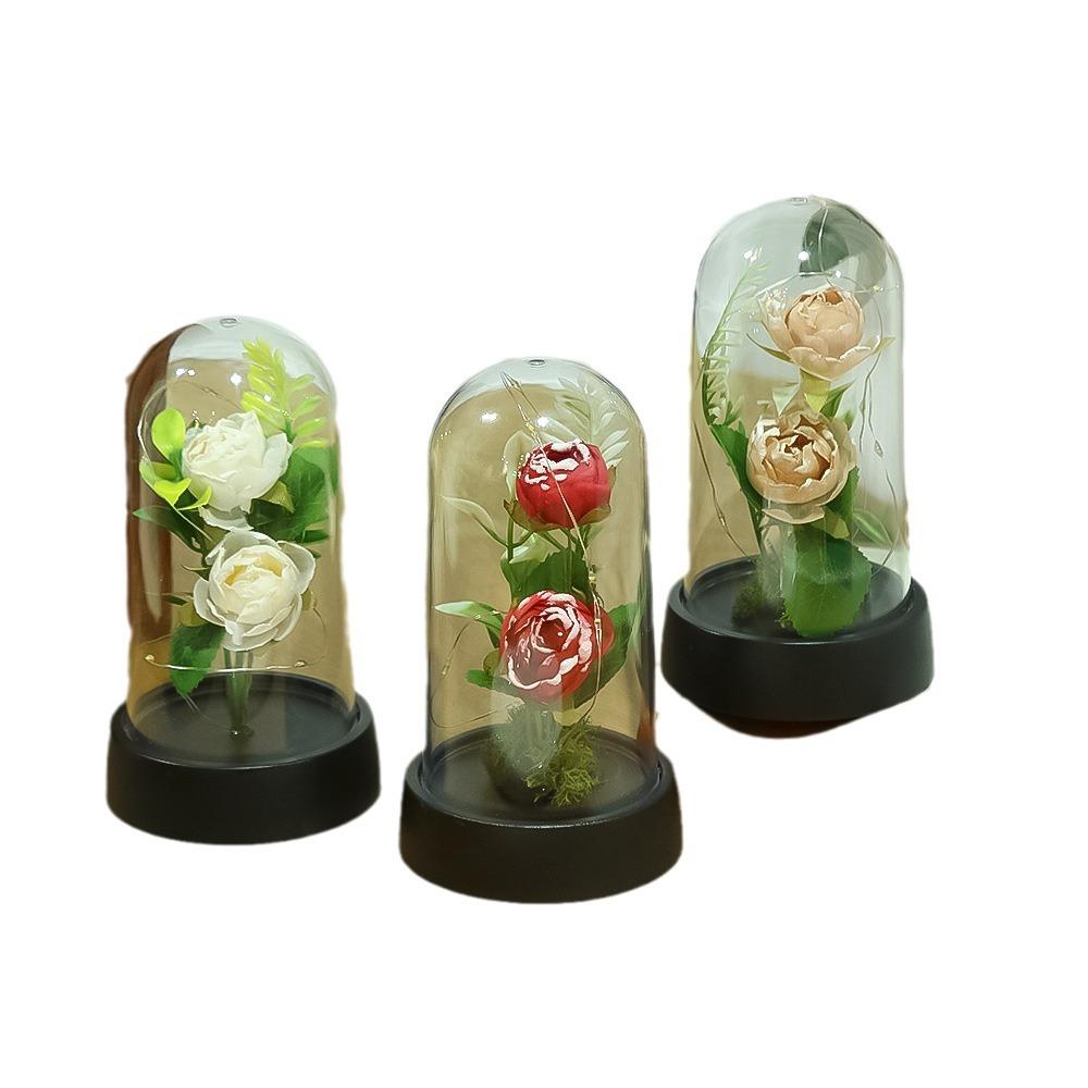 Eternal Flower Home LED Creative Ornament, Valentine's Day Simulation Flower Qixi Festival Christmas Valentine's Day Surprise Gift