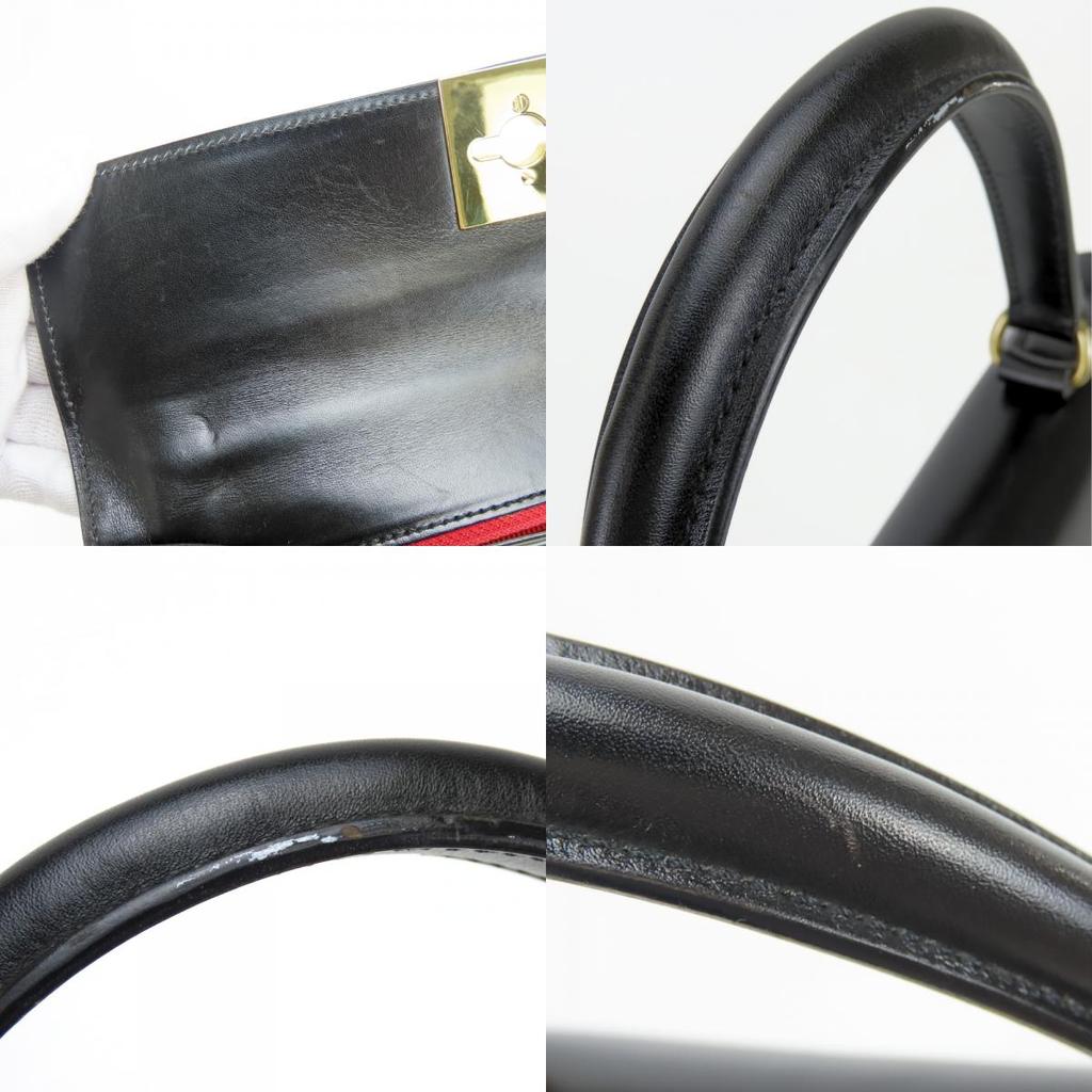 Used CELINE Handbag Gancini leather black Chain