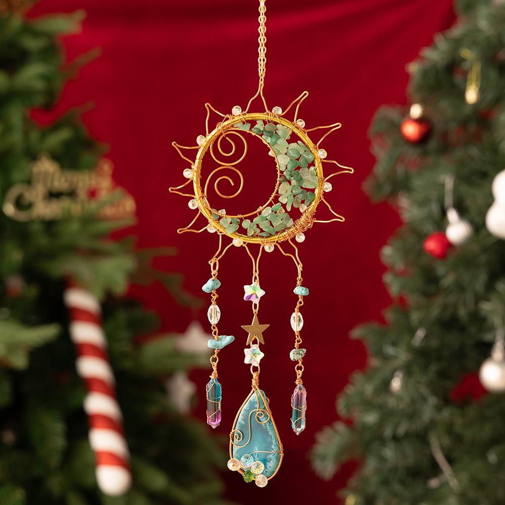 Crystal Wind Chime Suncatcher Bedroom Balcony Patio Sun Moon Prism Pendant Good Home Hanging Prisma Garden Art Decorations