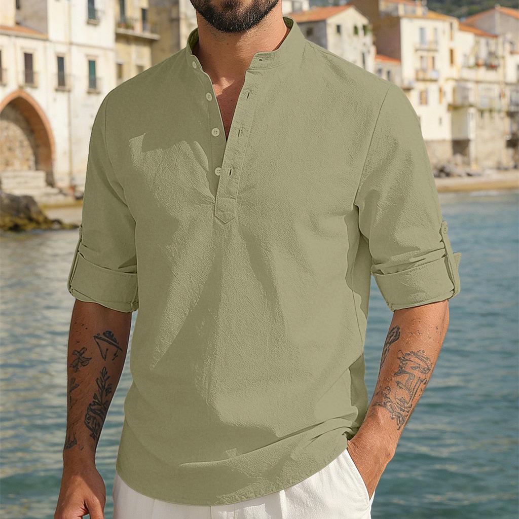 New Men's Casual Blouse Cotton Linen Shirt Loose Tops Long Sleeve Tee Shirt Spring Autumn Casual Handsome Men's Shirts
