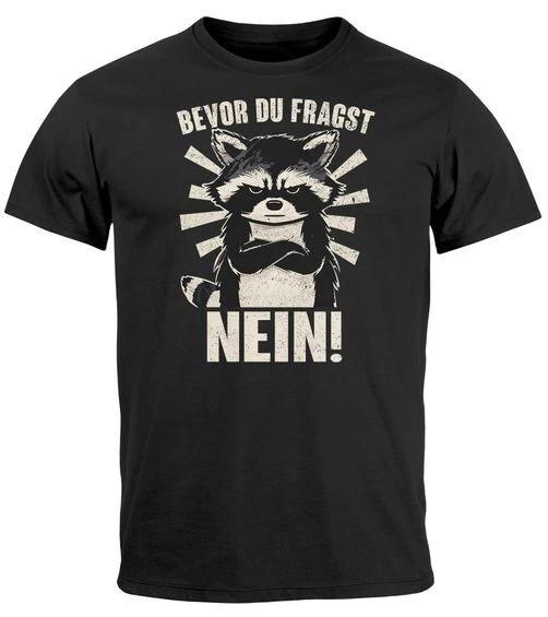 Mens 100% Cotton T-shirt Mens Tees Top Before You Ask No Raccoon Anti Motivation Statement- XL