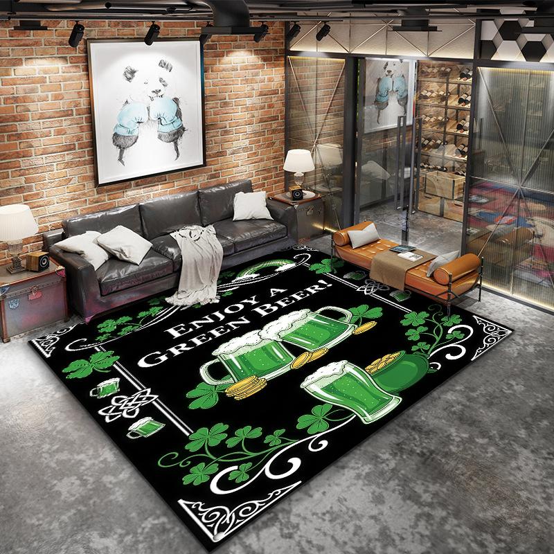 St.Patrick's Day cloverPattern Square Carpet,Area Rug,Carpet Rug for Living Room Bedroom Sofa Playroom Decor,Non-slip Floor Mat,Holiday Birthday Gifts