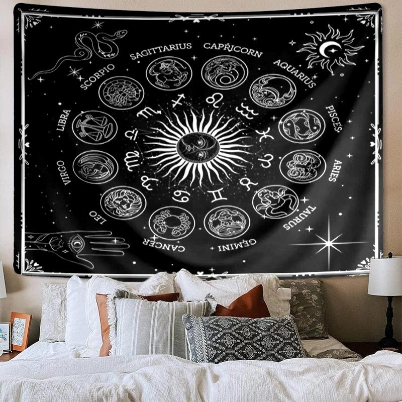 Astrological Symbols Mandala Tapestry Room Decoration Wall Hanging for Living Room Bedroom, Dormitory, Birthday and Christmas Gifts