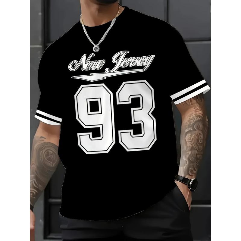 New Jersey 93 Pattern Printed Men's Casual Comfortable Round Neck