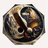 Wolf and Eagle Yin Yang Symbol Circular Art Print Poster Umbrella, Cute Umbrella with Cute Design, Portable 3-Fold Compact Umbrella for Men & Women, V