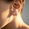 European & American S925 Sterling Silver Zircon Row Diamond Double Ring Tassel Hoop Earrings