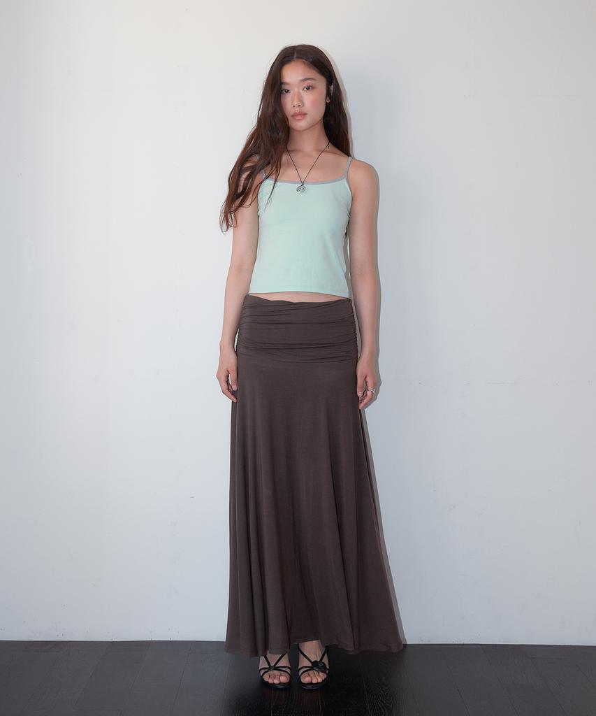 Hombadittingjeu Cotton Shirring Long Skirt (Brown)