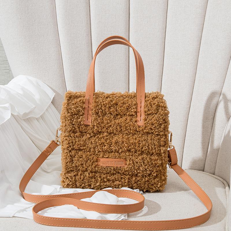 Wholesale woven handmade bag DIY wool hand-sewn bear material bag mesh fleece homemade gift for girlfriend