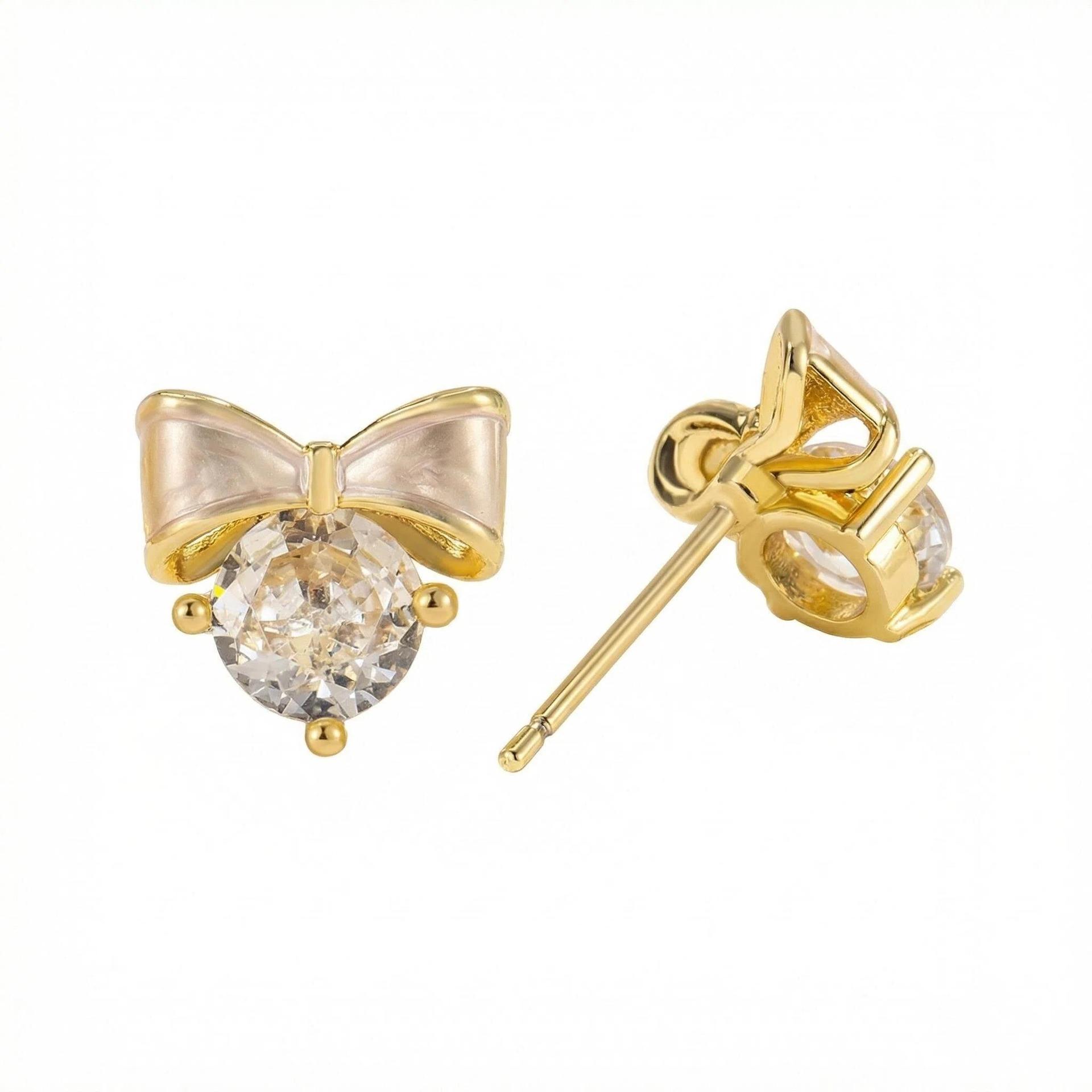 

Zirconia Mini Bow Stud Earrings: Light Luxury, Aesthetic, Versatile, and Cool Style for Women