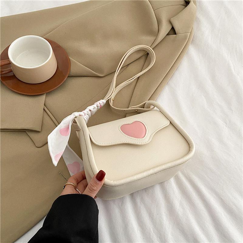 Hot Models Cute Lovely Women's Small Square Shoulder Bag Fashion Women's Crossbody Simple Women's Purse Handbag with Scarf