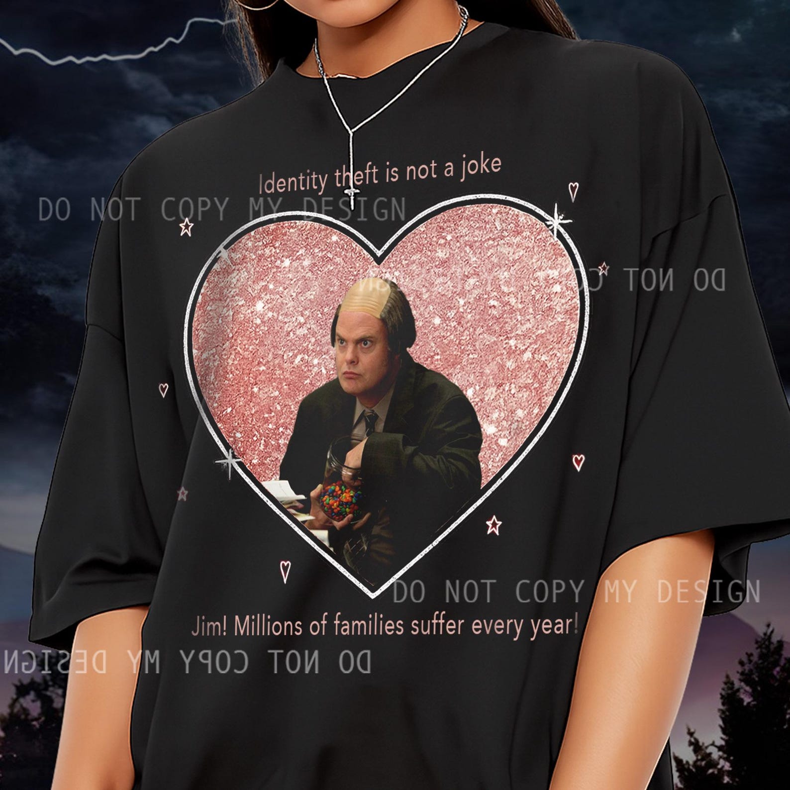 Funny Dwight Schrute Shirt: Identity Theft Joke Tee L