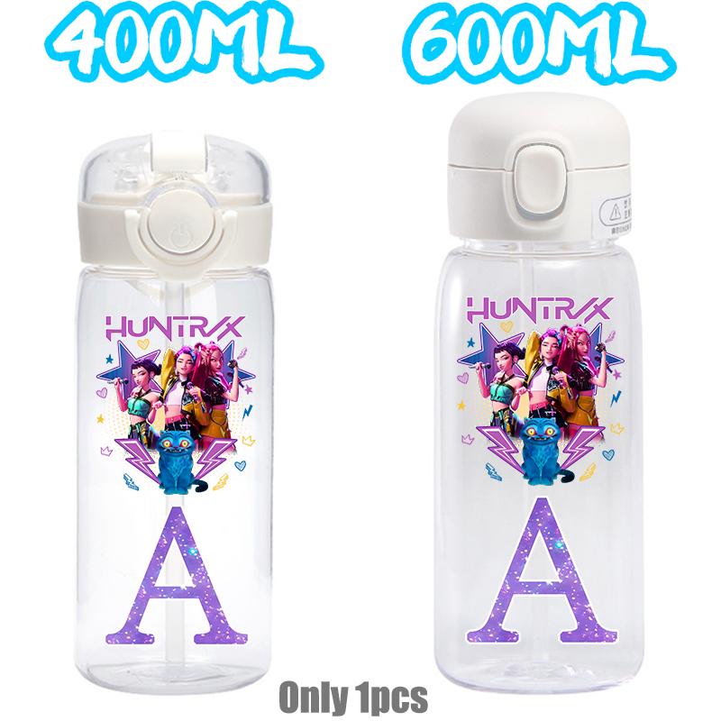 

KPOP Letter A-Z 400ML/600ML Gourd Transparent Straw Cup School Drink Water botte Gifts 400ML
