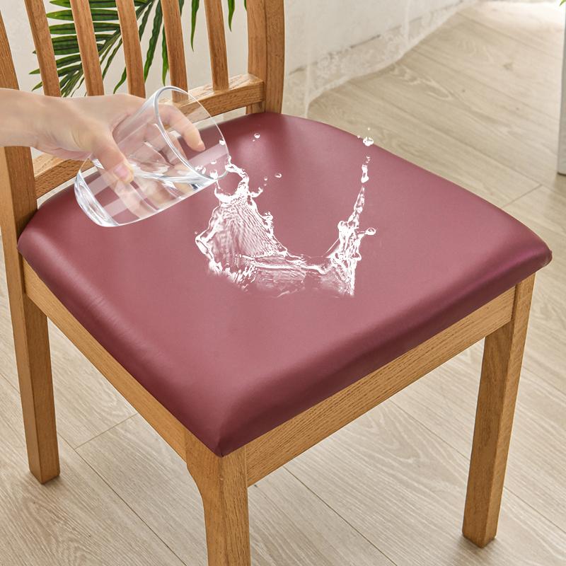 Waterproof PU Leather Seat Covers for Dining Chairs Stretch Dining Room Chair Seat Covers Kitchen Chair Seat Covers Protectors