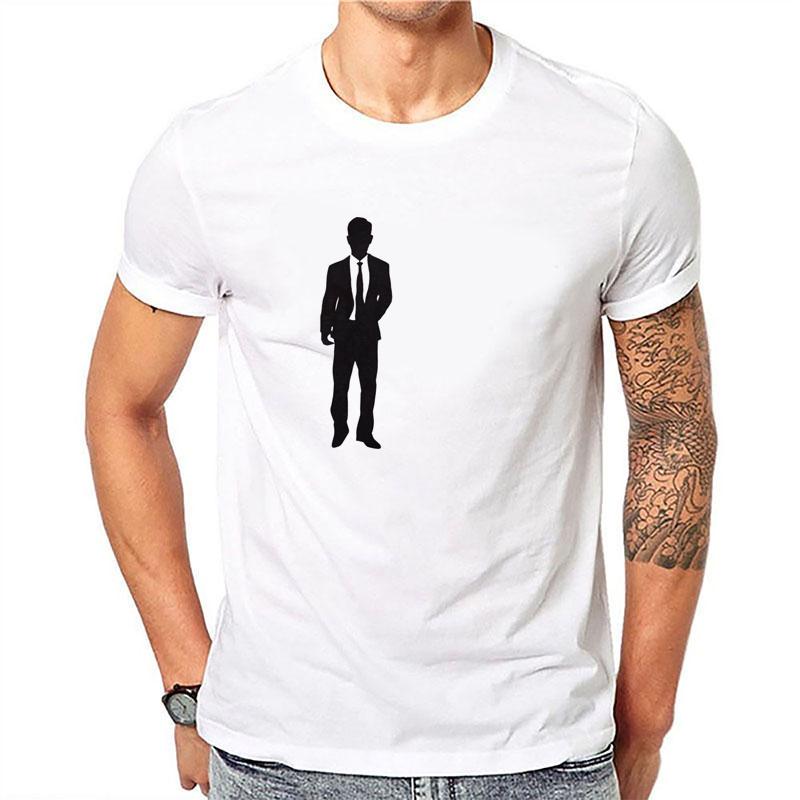 Men white top businessman t shirt 