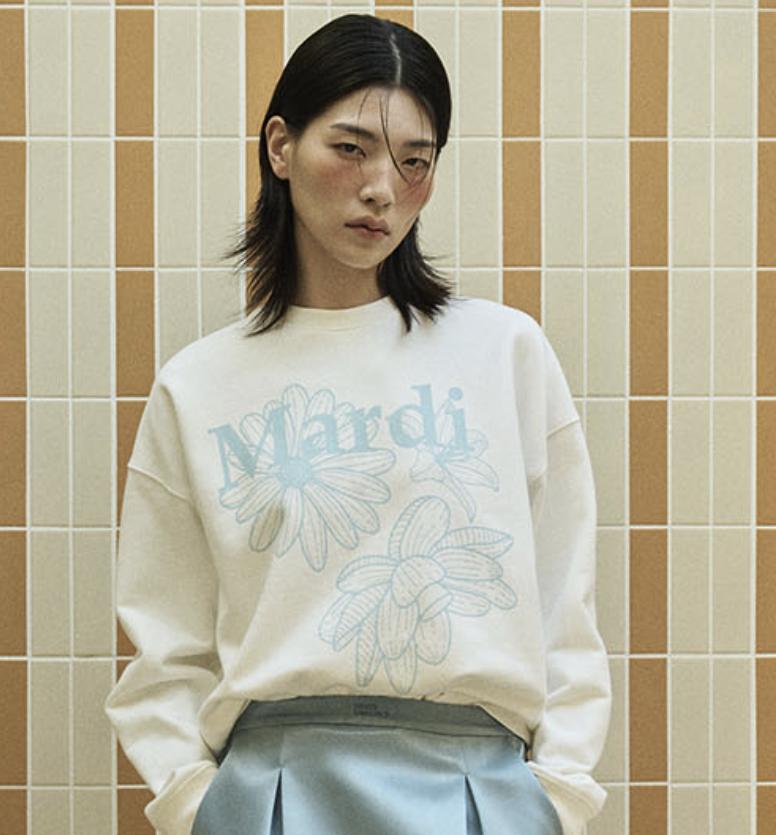 

[Mardi Mercredi] СВИТШОТ ТРОЙНОЙ ЦВЕТОК FREE небо/белый