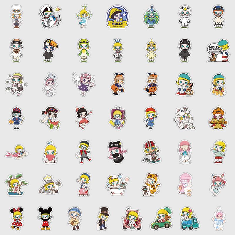 50Sheets/Set Cute Labbubu Stickers For Kids Cartoon Bubble Matt Graffiti Sticker