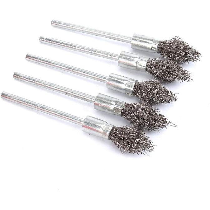 5Pcs Pointed Stainless Steel Wire Brushes Wheel Kit for Drill with 1/4"shank 0.3mm for Removal of Rust/Corrosion/Paint