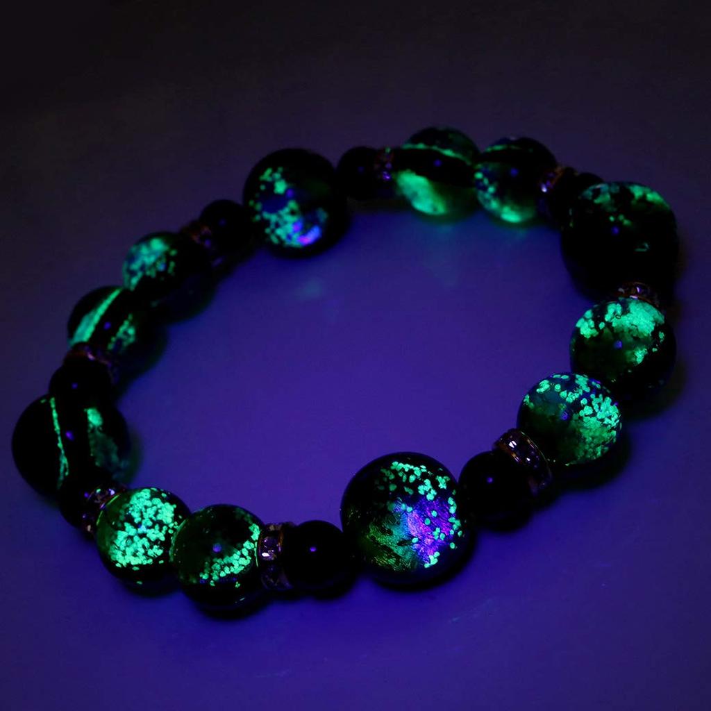 [GOLD STONE] Glowing Firefly Glass Kerama Marine Bracelet, Okinawa Power Stone, Inner Diameter: Approx. 15cm