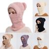 Conjunto de Chapéu e Cachecol de Tricô Para Mulheres Inverno Quente À Prova de Vento Com Proteção para Orelhas