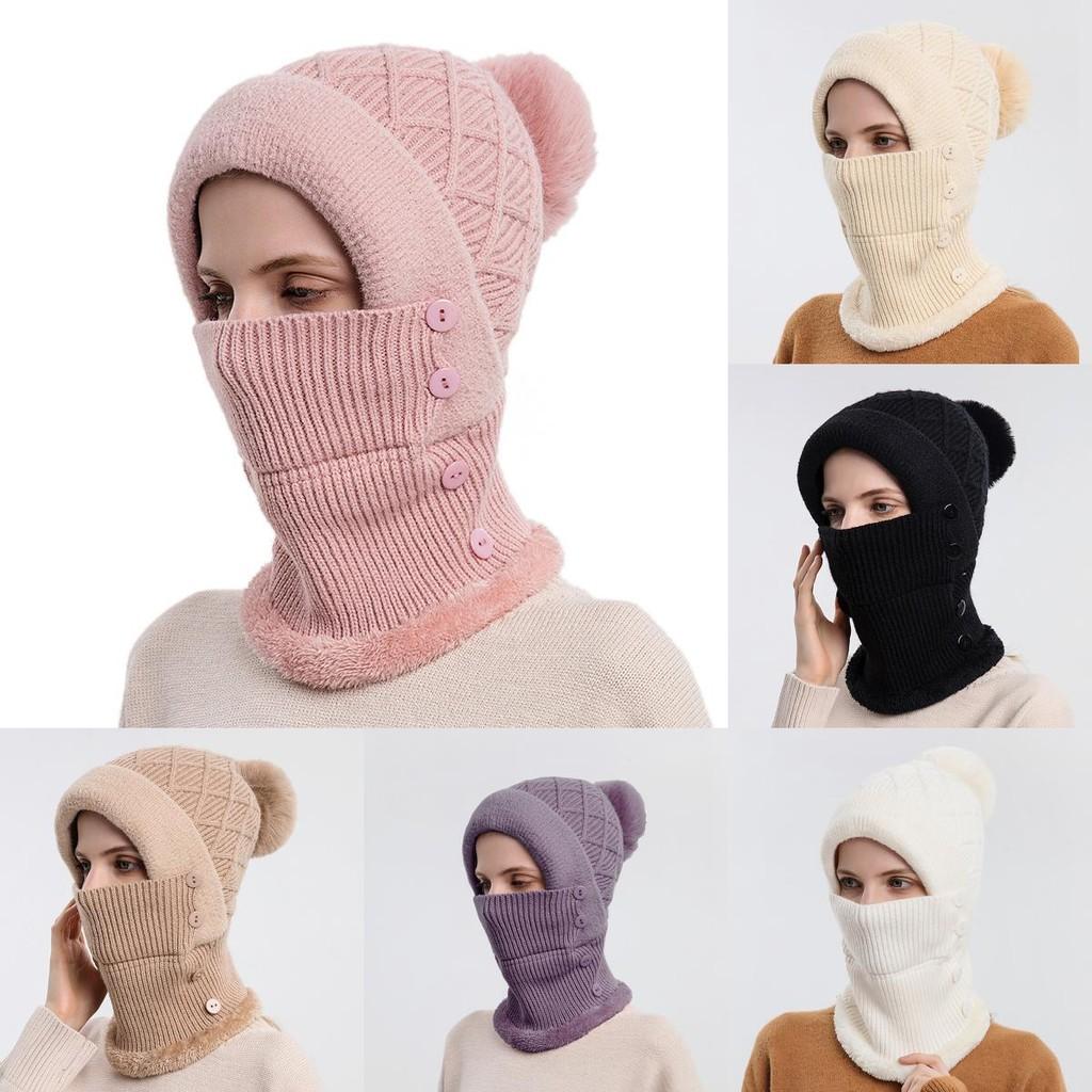 Conjunto de Chapéu e Cachecol de Tricô Para Mulheres Inverno Quente À Prova de Vento Com Proteção para Orelhas