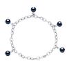 Bracelet - Pearls & Colors - Perle de Culture d'Eau Douce 7-8 mm Ronde - Perle Noire - Argent 925 - Qualité AAA+ - Femme