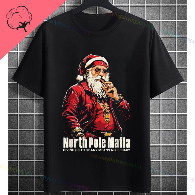 Funny Muscular Santa Christmas Gym Graphic Tshirt Casual Sports Humor Style Pure Cotton Shortsleeve Tshirt Outdoor Clothing
