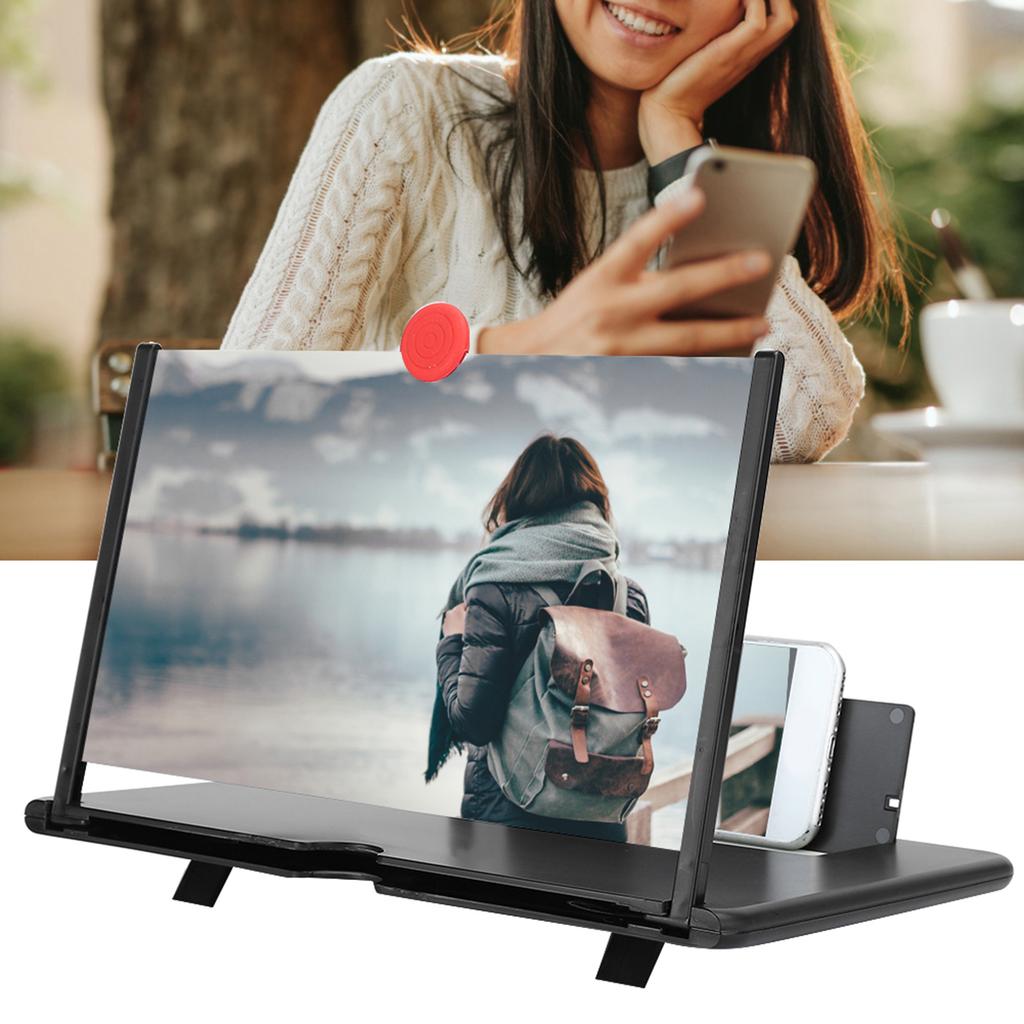 12"" 3D Phone Screen Magnifier HD Screen Amplifier PullOut Bracket for Movies Videos Games(12