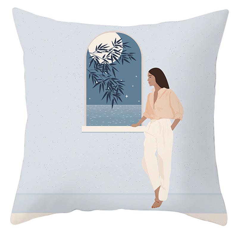 Nordic Abstract Printed Linen Pillowcase Popular Office Living Room Sofa Bedside Pillowcase
