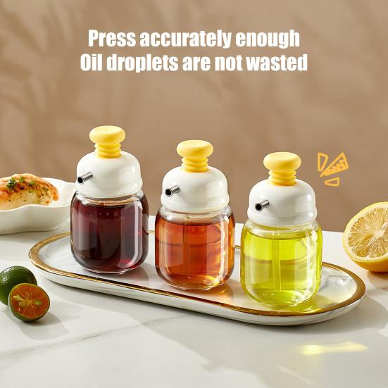 100Ml Glass Seasoning Bottle Press-And-Control Cruet Container Oil Soy Sauce Vinegar Dispenser