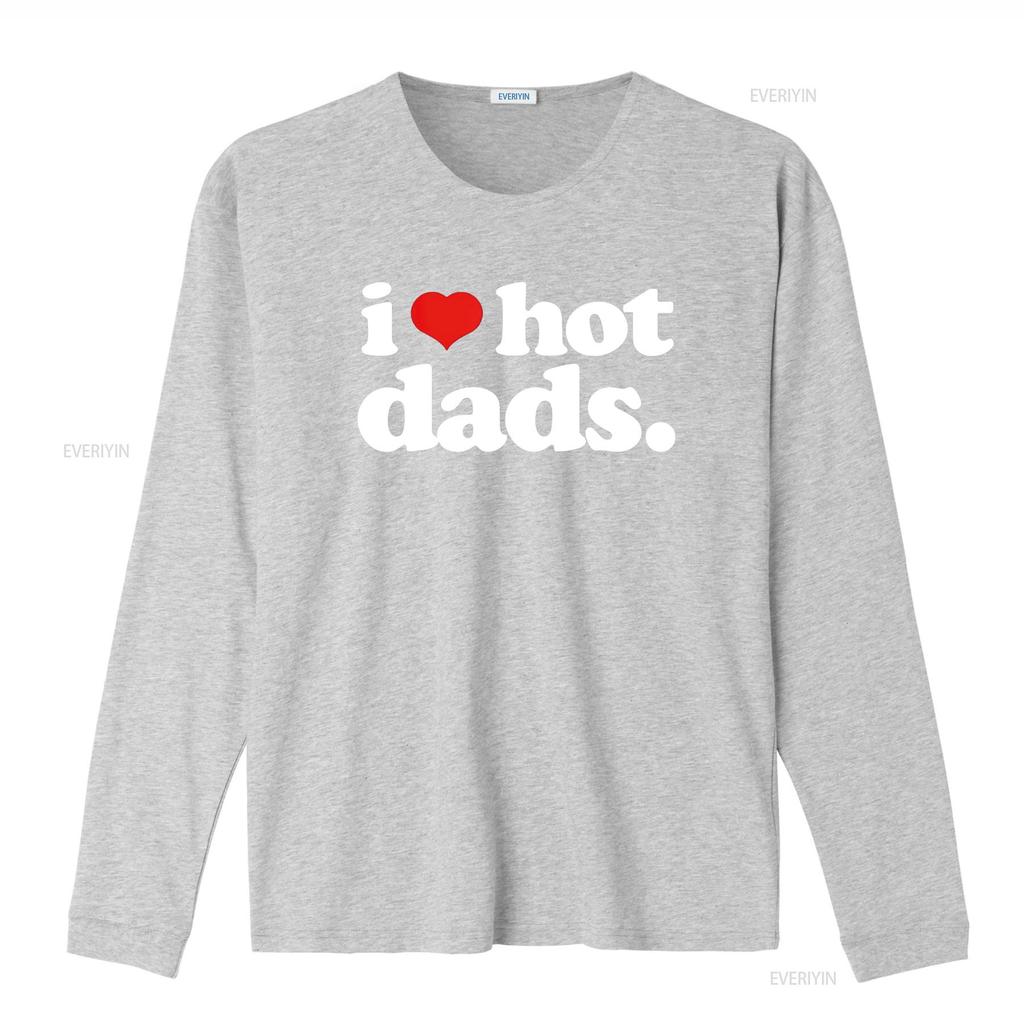 Funny I Love Hot Dads Top for Dad Joke Heart T Shirt Vintage Washed Slightly Unisex Breathable Stylish Comfortable Streetwear