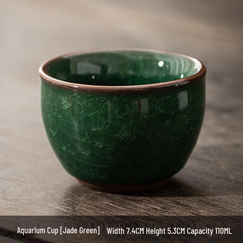 Ceramic Ice Flower Glaze Tea Cup Set: Water-Resistant, Large Thumb Ring, Four Seasons Gift Box.