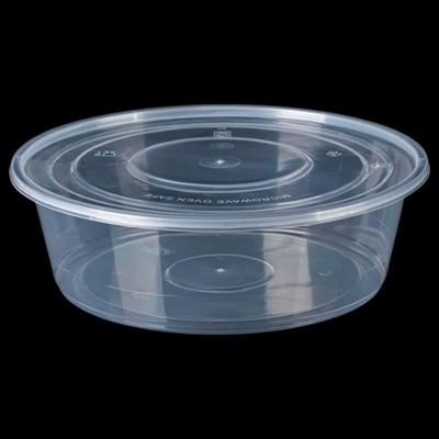 Contenants alimentaires ronds jetables en plastique de 2500 ml avec couvercles plats
