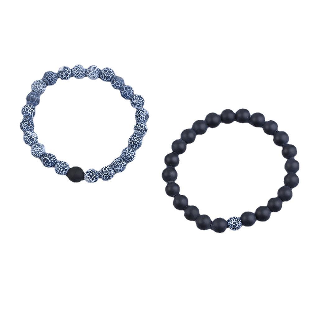 8MM Volcanic Rock and White Turquoise Couple Bracelet
