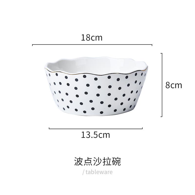 Set creativ de veselă ceramică pătată alb-negru Farfurie de cină din porțelan Bol pentru supă Bol pentru salată Farfurie pentru pește Ustensile de bucătărie