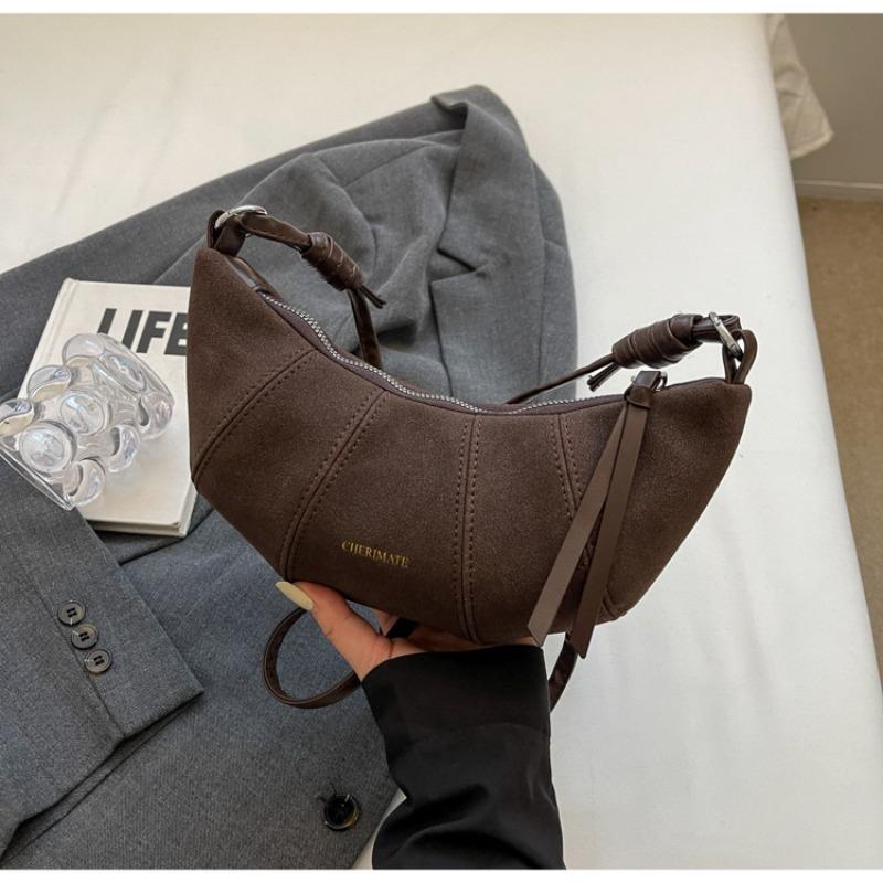 New niche croissant bag women's splicing casual simple messenger dumpling bag daily commuter mobile phone bag