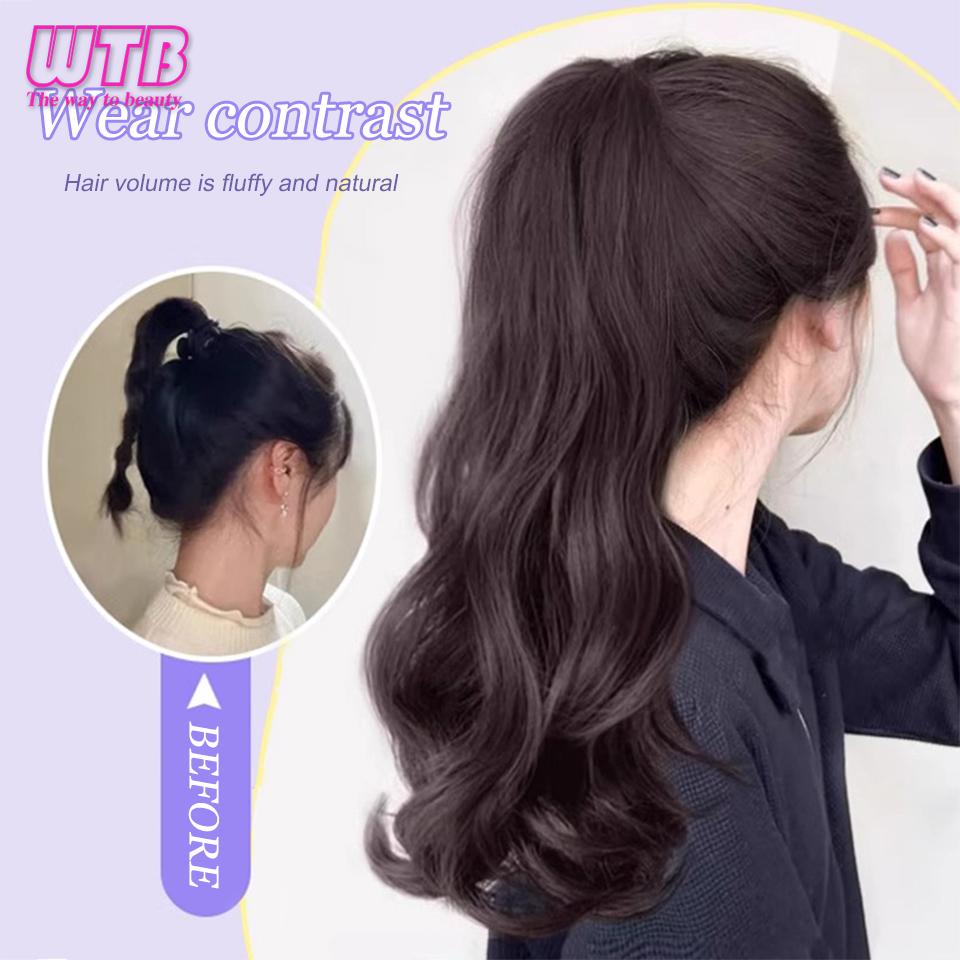 Synthetische Pferdeschwanz-Perücke, weiblich, langes lockiges Haar, großer Wellengriff, kann hohen Pferdeschwanz binden, mittlere und lange Haare, birnenförmige lockige Pferdeschwanz-Perücke