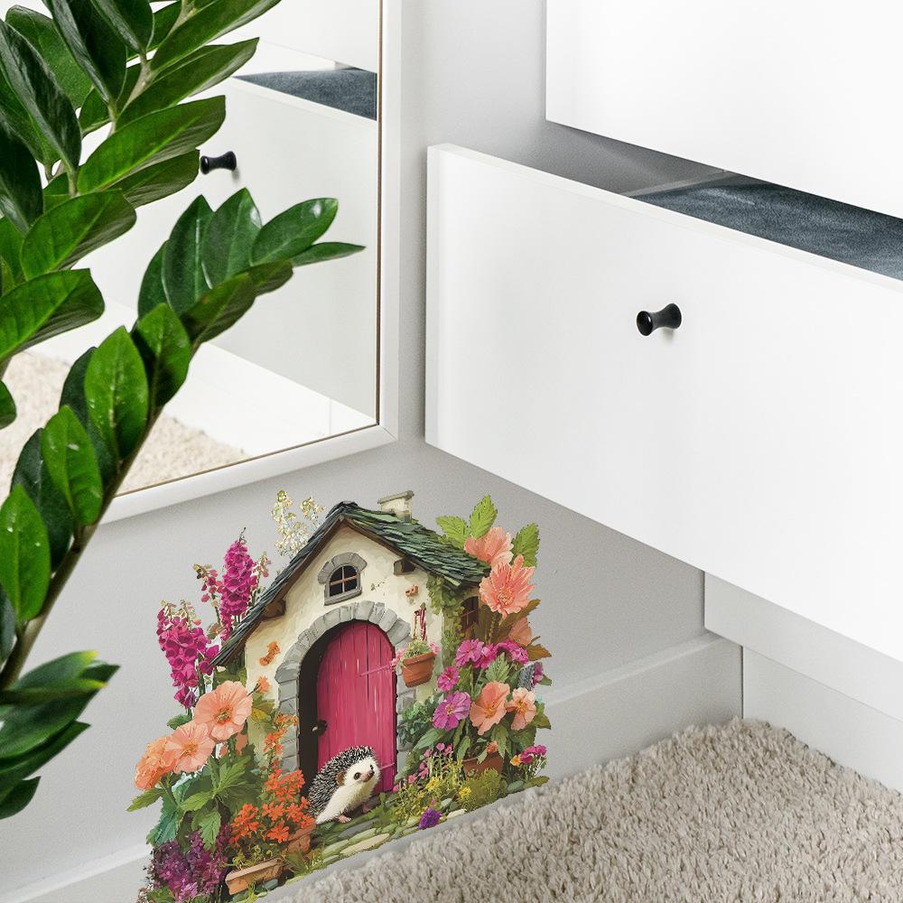 Creative Flower Hedgehog House Living Room Dining Room Home Decoration Wall Stickers