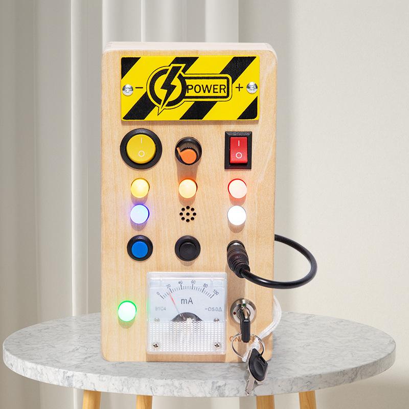 Children'S Simulation Switch Socket Led Circuit Board Montessori Early Education Analog Key Unlocking Busy Board Educational Toy