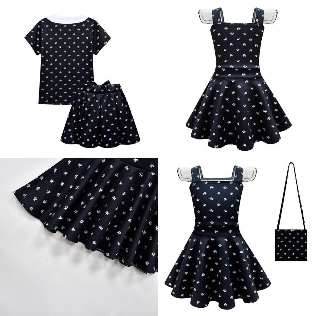 The Addams Family Wednesday Cosplay Costume Black Dress For Halloween Party