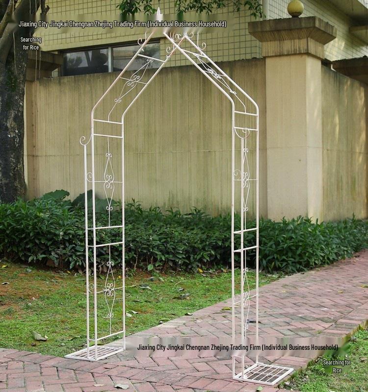 American Wrought Iron Garden Arch Flower Stand & Climbing Frame with Base Tray for Terrace and B&B Decor